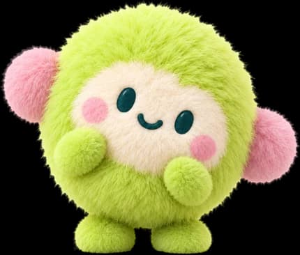 Morse’s fluffy lime mascot, arms out in greeting